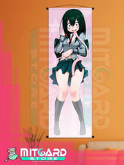 MY HERO ACADEMIA Tsuyu Asui V1 wall scroll fabric or Adhesive Vinyl poster - Fabric poster WITH plastic pole / 50cm x 150cm - 1