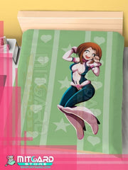 MY HERO ACADEMIA Uraraka Ochaco - Bed Sheet or Duvet Cover Anime videogame - Flat bed sheet / 120cm x 200cm / Poplin - 3