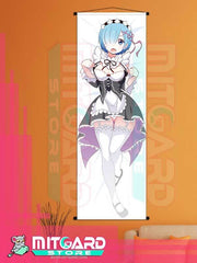 RE:ZERO Rem V2 wall scroll fabric or Adhesive Vinyl poster - Fabric poster WITH plastic pole / 50cm x 150cm - 1